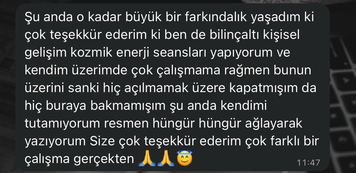 Katılımcı mesajı: Şu anda o kadar büyük bir farkındalık yaşadım ki.