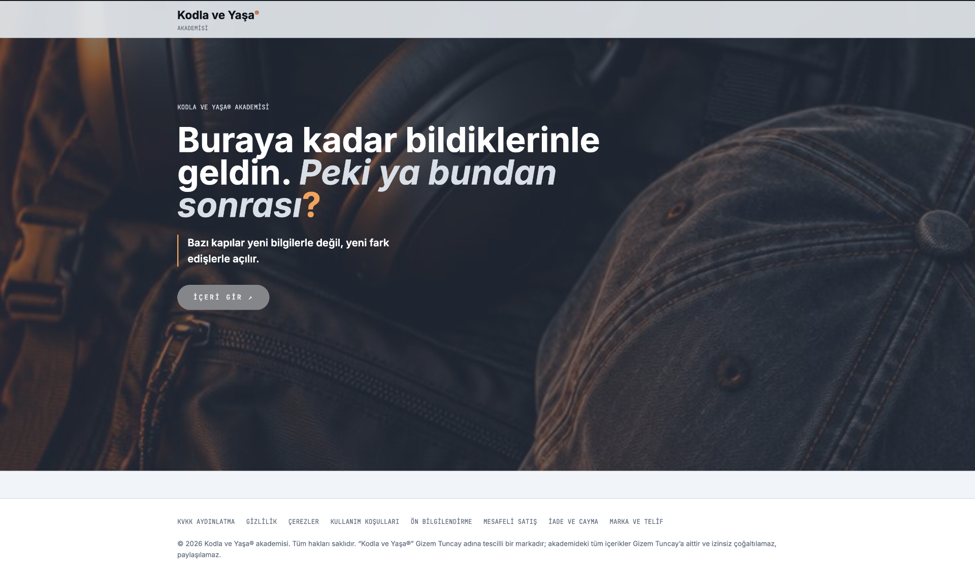 Kodla ve Yaşa® Akademisi karşılama ekranı