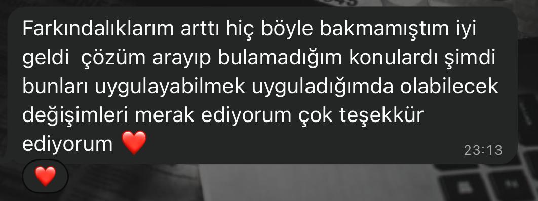 Katılımcı mesajı: Farkındalıklarım arttı, hiç böyle bakmamıştım.